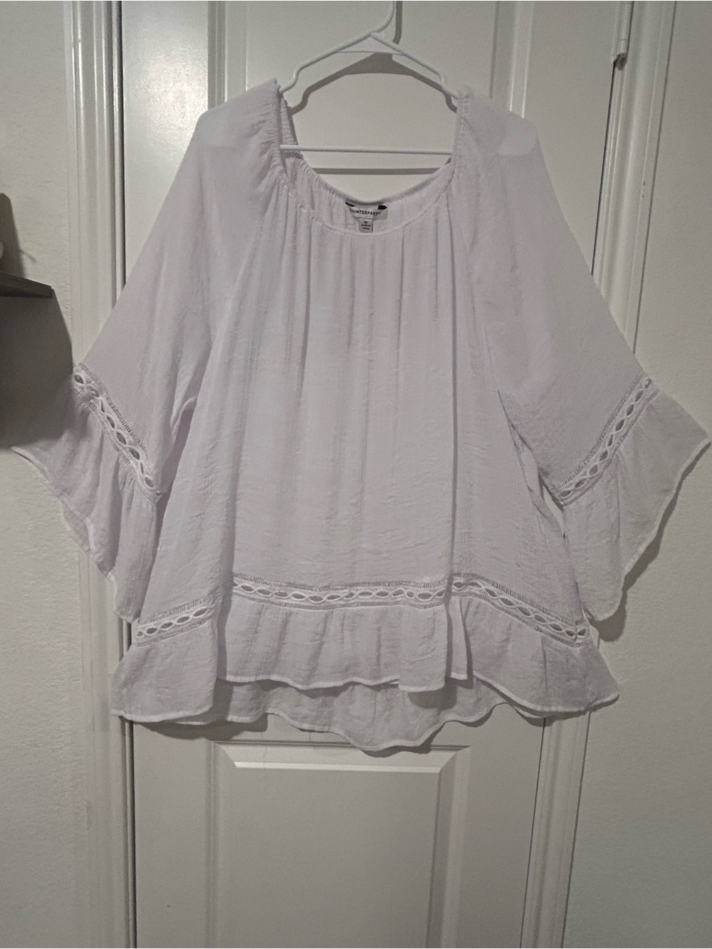 Counterparts White Crochet-Trim Boho Tunic